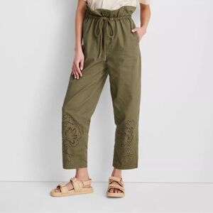NWT Women's High-Waisted Eyelet Pants Future Collective with Jenny K. Lopez